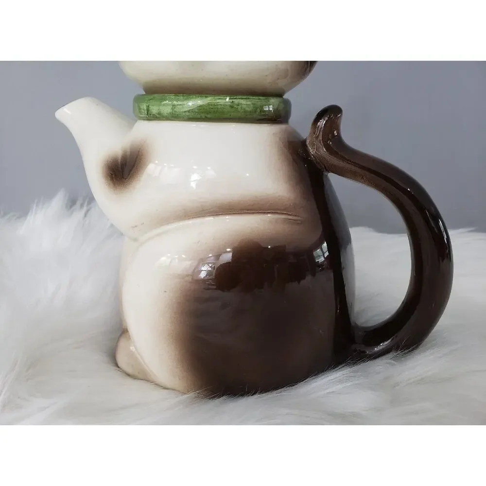 JAPANESE MID-20TH CENTURY VINT 1972 CMI LARGE CERAMIC CAT‎ FIGURE TEAPOT MCM